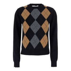 Jucca Women Round Neck Sweater With Argyle Motif In Black Fabric For Women